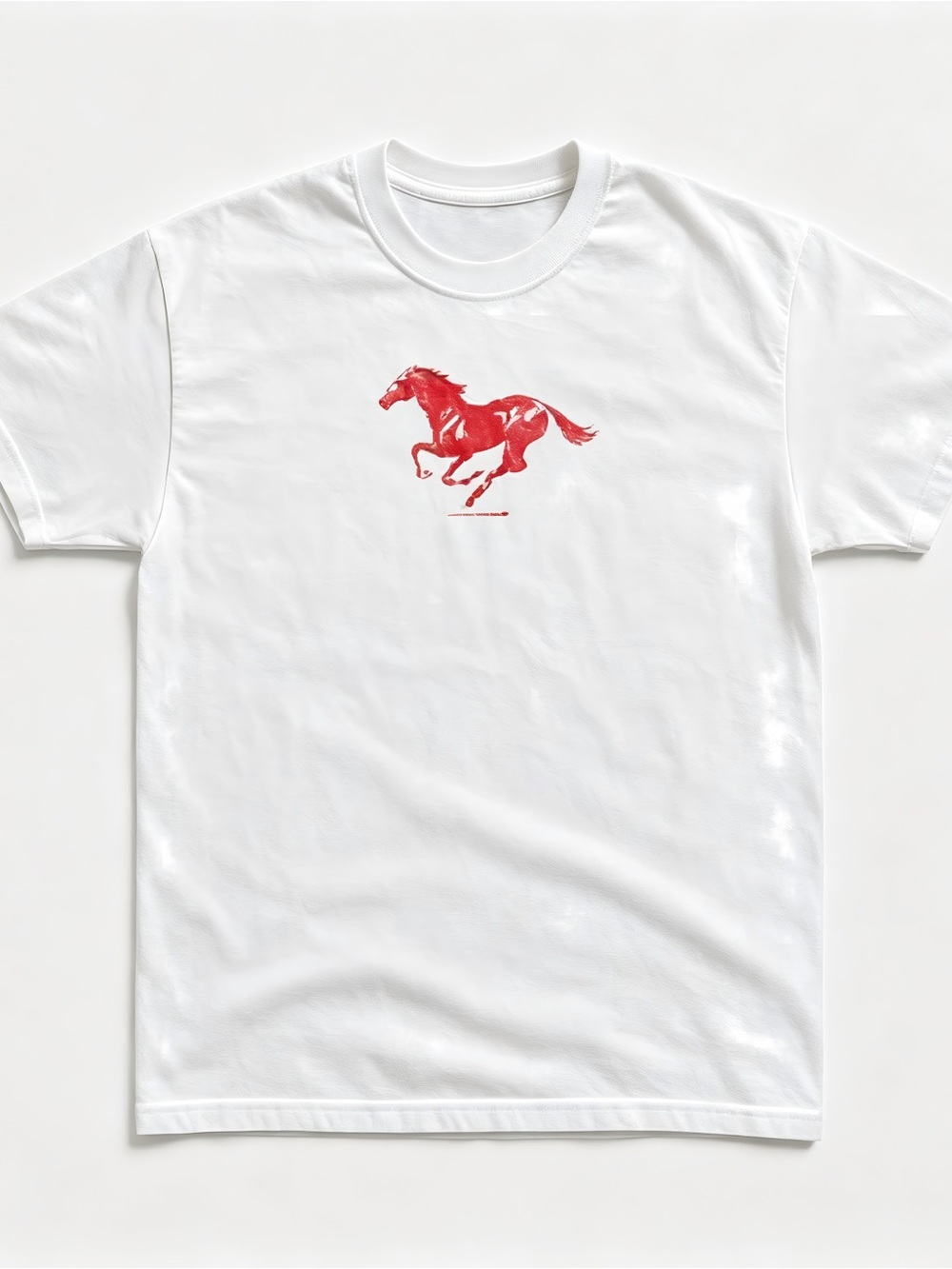 Vintage Red Running Horse Graphic Womens Mens T-shirt Unisex